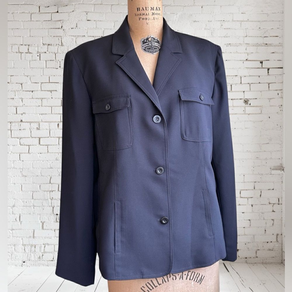 Vintage JM Collection Navy Women's 3 button single breasted Blazer size 14
